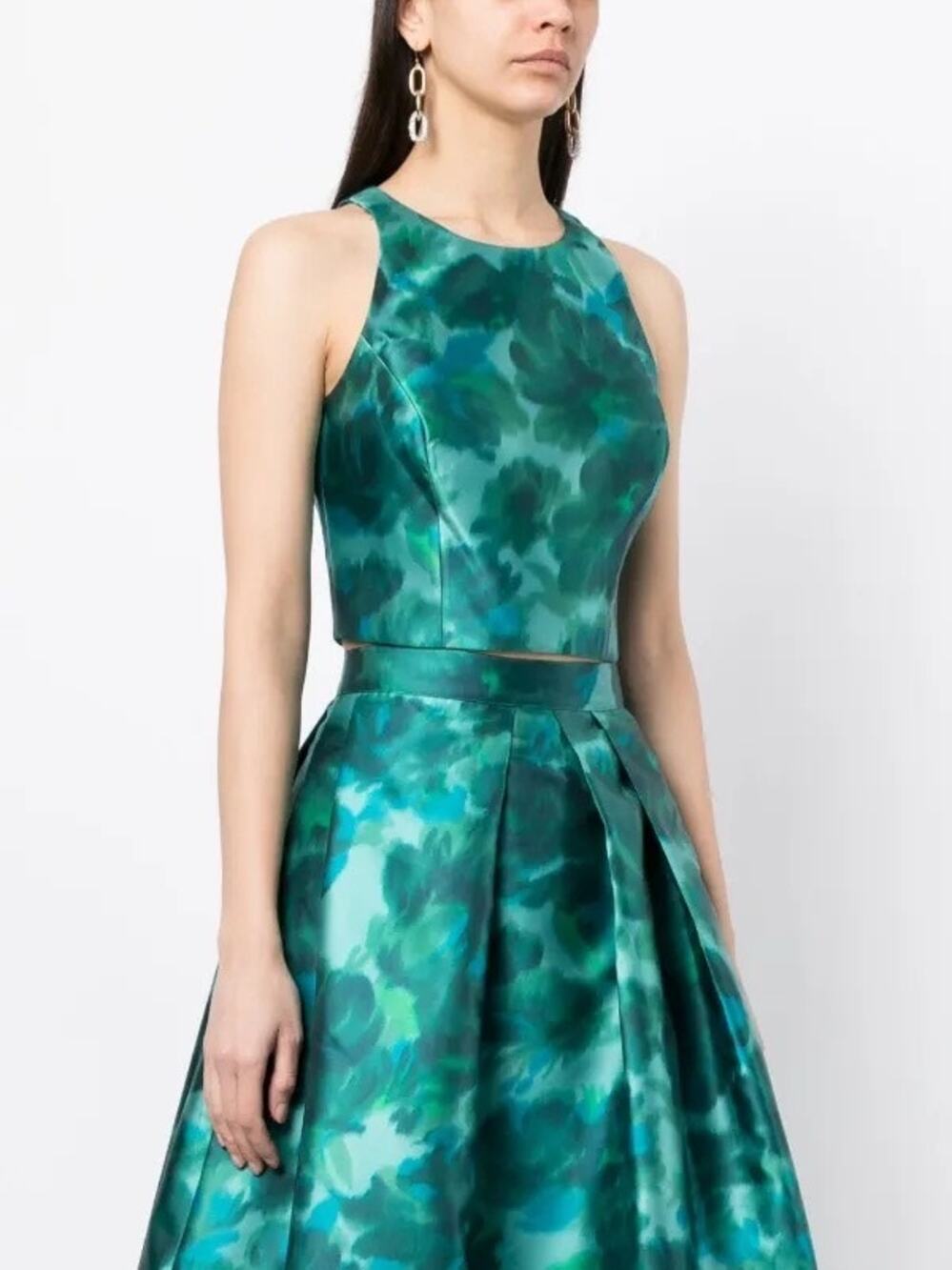 NWT Sachin & Babi Emerald Watercolor Lexie Top Sleeveless Cropped Women size 14
